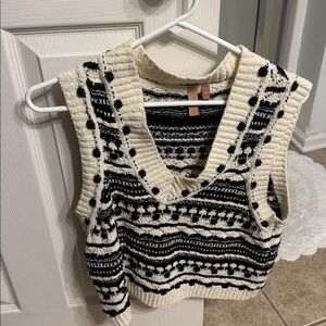 Black and White Knit Sweater Vest